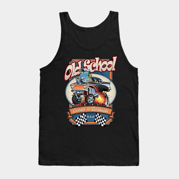 Vintage Old School Gassers and Gearheads Car Cartoon Illustration Tank Top by hobrath